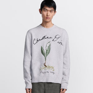 디올 은방울꽃 자수 스웨터 그레이