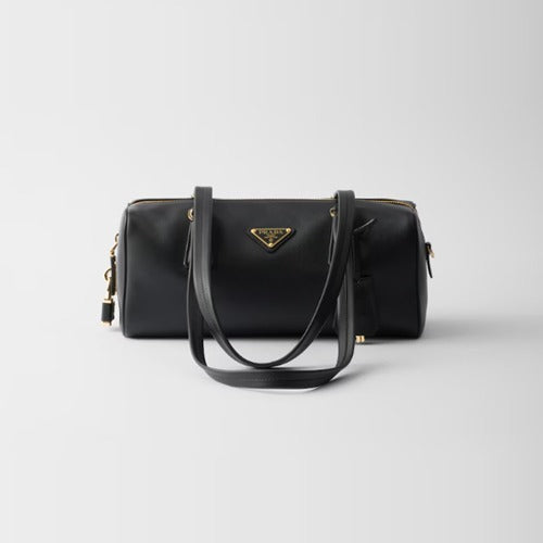 프라다 미디엄 가죽 탑 핸들백 블랙 1BB127