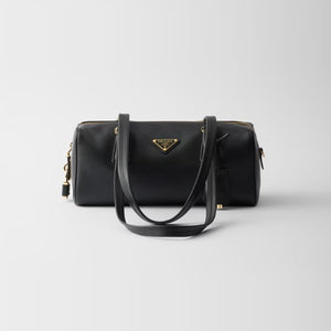 프라다 미디엄 가죽 탑 핸들백 블랙 1BB127