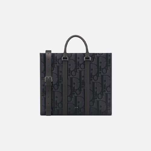 디올 맥시 오블리크 이스트 웨스트 토트백 블랙