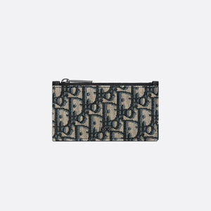 디올 오블리크 지퍼 카드지갑 베이지/블랙