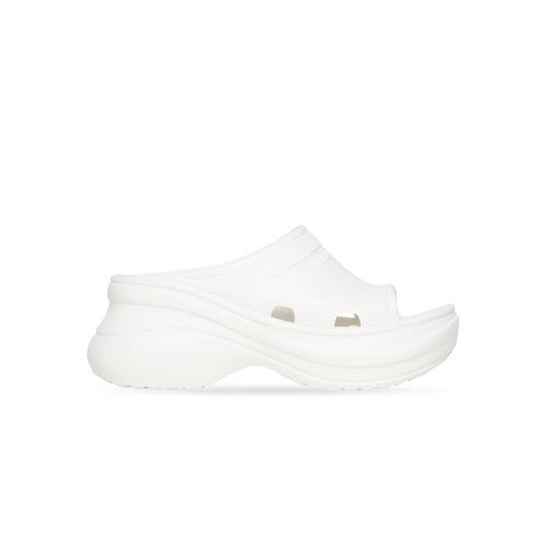 발렌시아가 X 크록스 플랫폼 풀 슬라이드 샌들 화이트