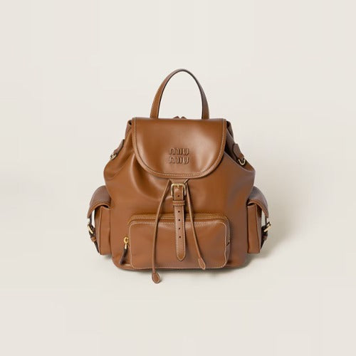 미우미우 가죽 백팩 브라운 5BZ042 (민니,장원영 착용)