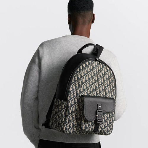 디올 오블리크 새들 지퍼 백팩 베이지/블랙