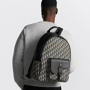 디올 오블리크 새들 지퍼 백팩 베이지/블랙