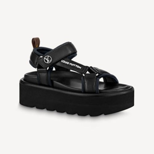 루이비통 풀 필로우 플랫폼 컴포트 샌들 블랙 1AABR6