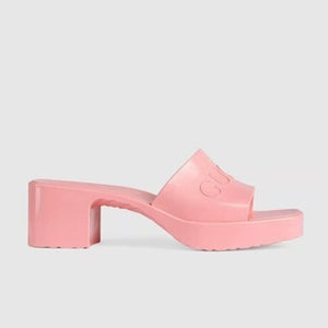 구찌 러버 슬라이드 샌들 624730 핑크