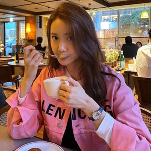 발렌시아가 로고 핑크 데님자켓