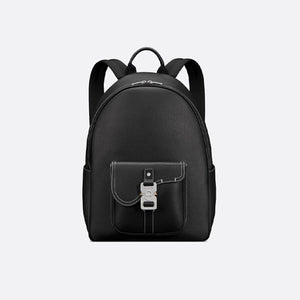 디올 그레인 가죽 새들 지퍼 백팩 블랙