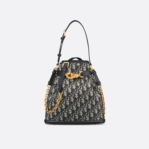 디올 체스트 디올 오블리크 자카드 미디움 버킷백