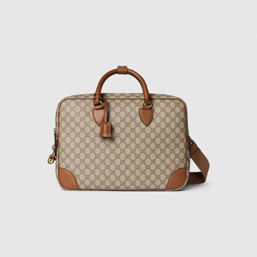 구찌 GG 엠블럼 미디엄 브리프케이스 브라운 821149
