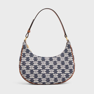 셀린느 트리오페 자수 텍스타일 아바 호보백 네이비 블루 (차정원 착용)