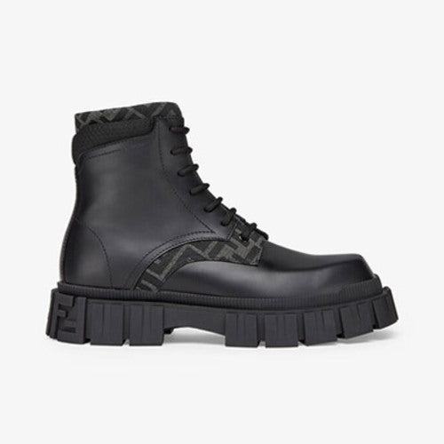 펜디 블랙 FF 자카드 포스 앵클 부츠