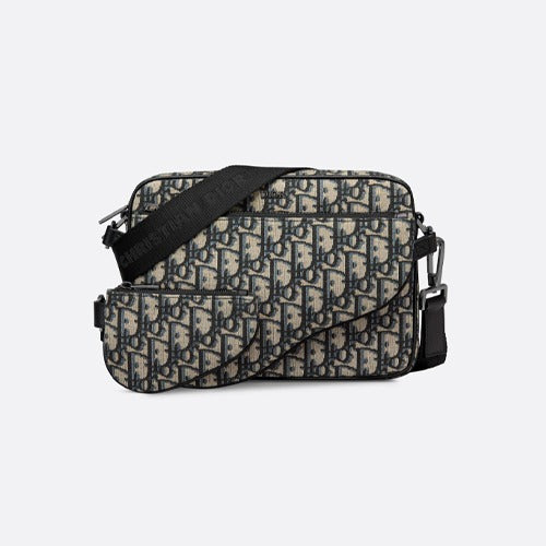 디올 새들 트리플 파우치 숄더백 베이지/블랙