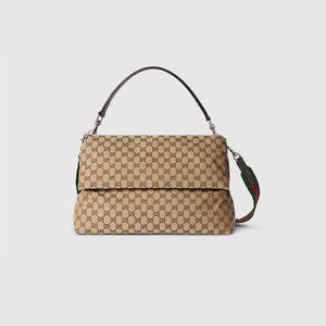 구찌 웹 디테일의 미디엄 GG 크로스백 베이지 821616