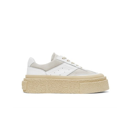 메종마르지엘라 플랫폼 로우 탑 패널 스웨이드 스니커즈 화이트