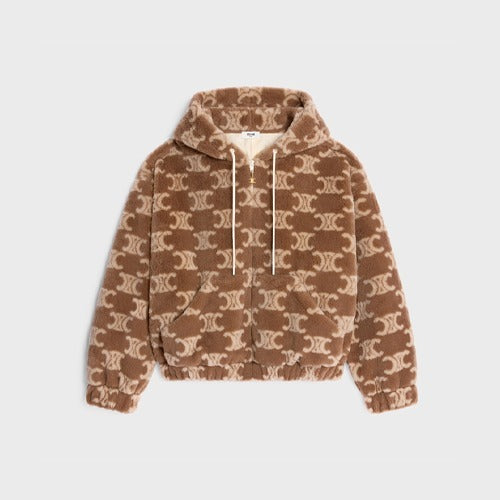 셀린느 트리오페 로고 테디 후드 자켓 브라운