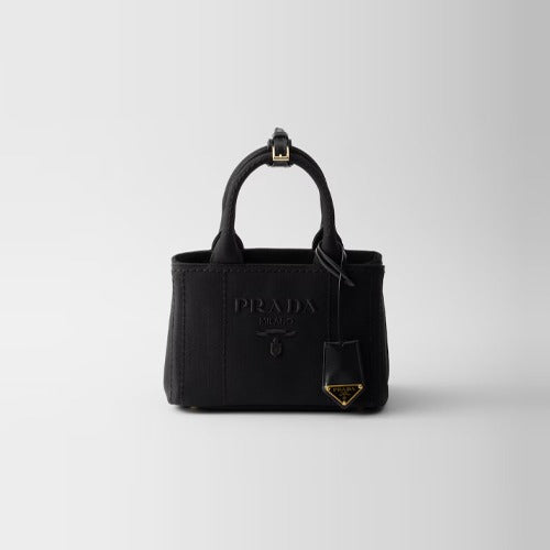 프라다 코튼 캔버스 미니 핸드백 블랙 1BA038