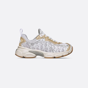 디올 메시 및 가죽 바이브 스니커즈 화이트/골드