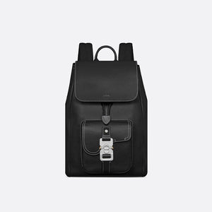 디올 그레인 가죽 새들 백팩 블랙