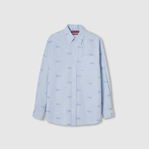 구찌 로고 자수 스트라이프 포플린 셔츠 814715