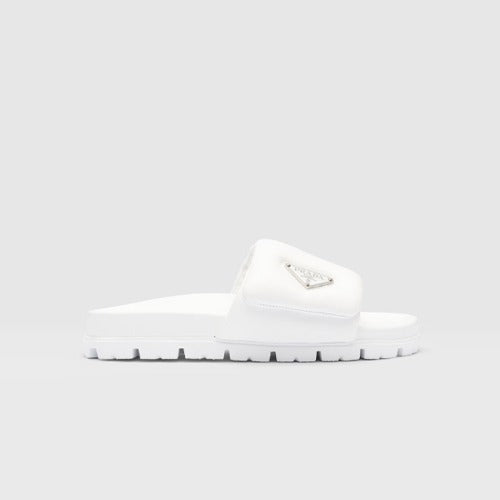 프라다 소프트 패딩 나파 가죽 슬라이드 화이트