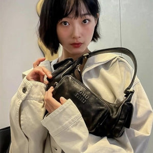 미우미우 나파 가죽 포켓 숄더백 샌드/커피 5BC146