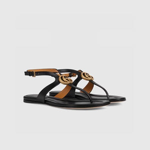 구찌 여성 더블 GT-스트랩 샌들 블랙