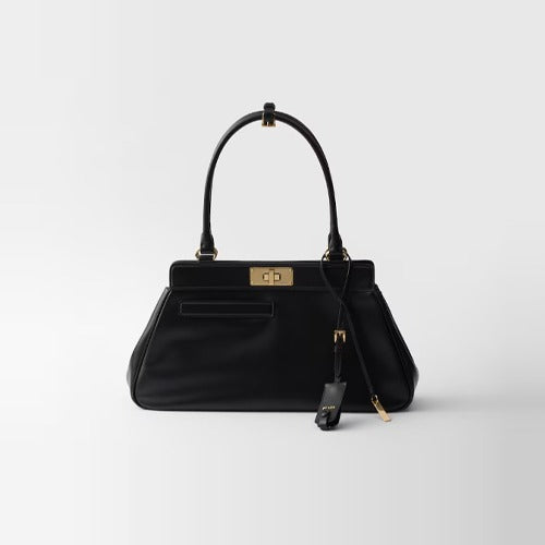 프라다 미디엄 가죽 토트백 블랙 1BG569