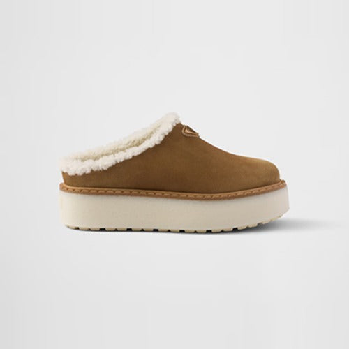 프라다 스웨이드 시어링 뮬 브라운 1S715N