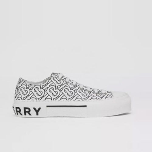 버버리 모노그램 프린트 코튼 스니커즈 화이트