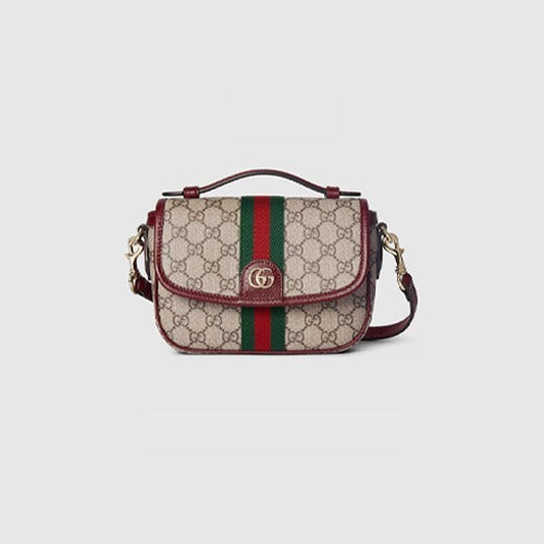 구찌 오피디아 스몰 탑 핸들백 베이지/레드 836843