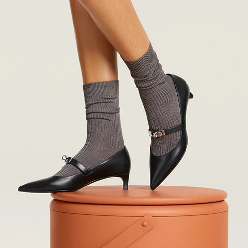 에르메스 키아라 40 펌프스 힐 블랙