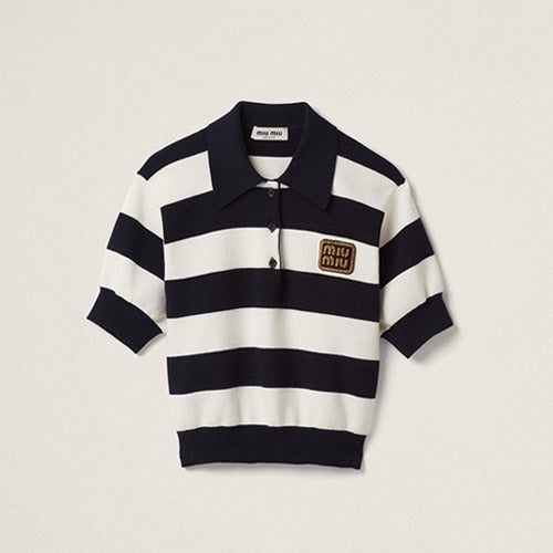 미우미우 스트라이프 코튼 폴로 반팔티
