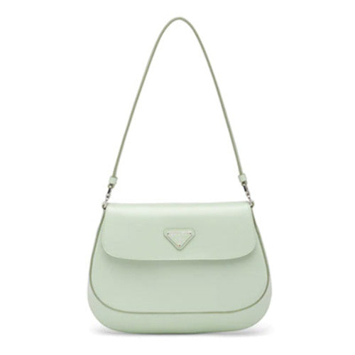 프라다 클레오 브러시드 플랩 가죽 숄더백 아쿠아 (차정원 착용)