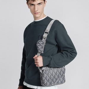 디올 CD 다이아몬드 새들 트리플 파우치 숄더백 그레이