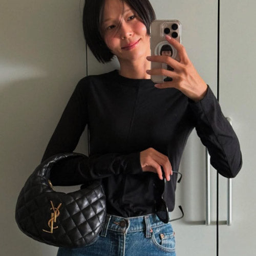 세인트로랑 이카리노 퀼팅백 블랙 (로제,김나영,차정원,김도연 착용)