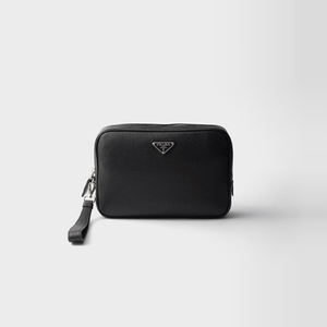 프라다 트라이앵글 로고 가죽 파우치 블랙 2VF017