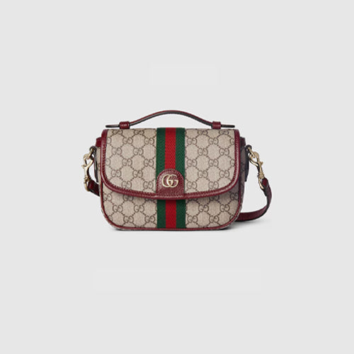 구찌 오피디아 스몰 탑 핸들백 베이지/레드 836843