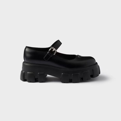 프라다 브러시드 가죽 모놀리스 메리 제인 1F080O