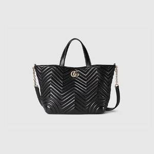 구찌 GG 마몽 마틀라세 토트백 블랙 미니/미디엄