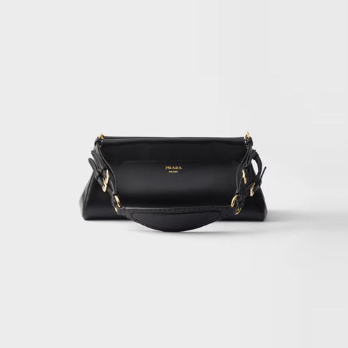 프라다 앙쉐네 미디엄 가죽 백 블랙 1BC262