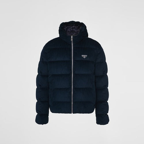 프라다 크롭 코듀로이 다운 패딩 재킷 2color