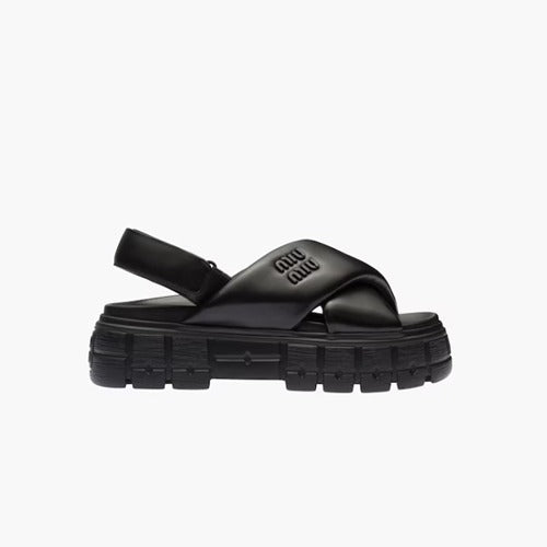 미우미우 나파 가죽 샌들 블랙