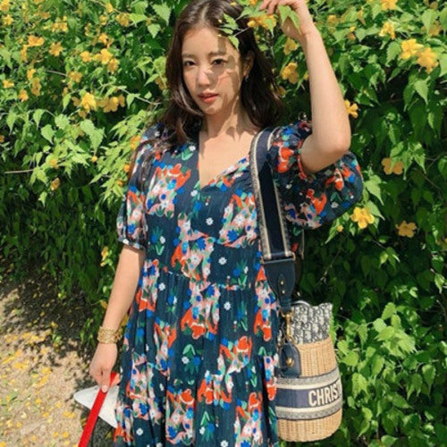 디올 오블리크 자카드 위커 버킷백 (기은세 착용)