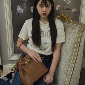 디올 체스트 디올 레더 미디움 버킷백 브라운 (예리,수샤샤 착용)