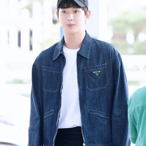 프라다 라이트 데님 지퍼 자켓 블루 GEB255 (김수현 착용)