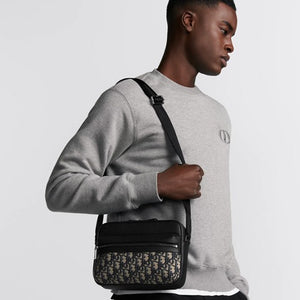 디올 오블리크 라이더 2.0 지퍼 메신저백 베이지/블랙