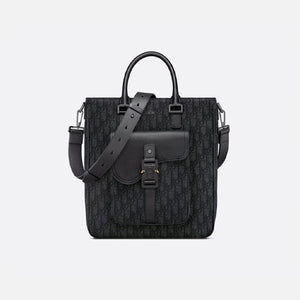 디올 오블리크 새들 토트백 블랙