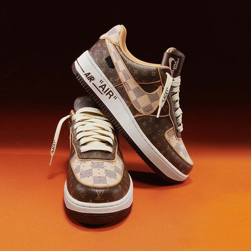 루이비통 X 나이키 에어포스 1 바이 버질아블로 모노그램 브라운 다미에 아주르